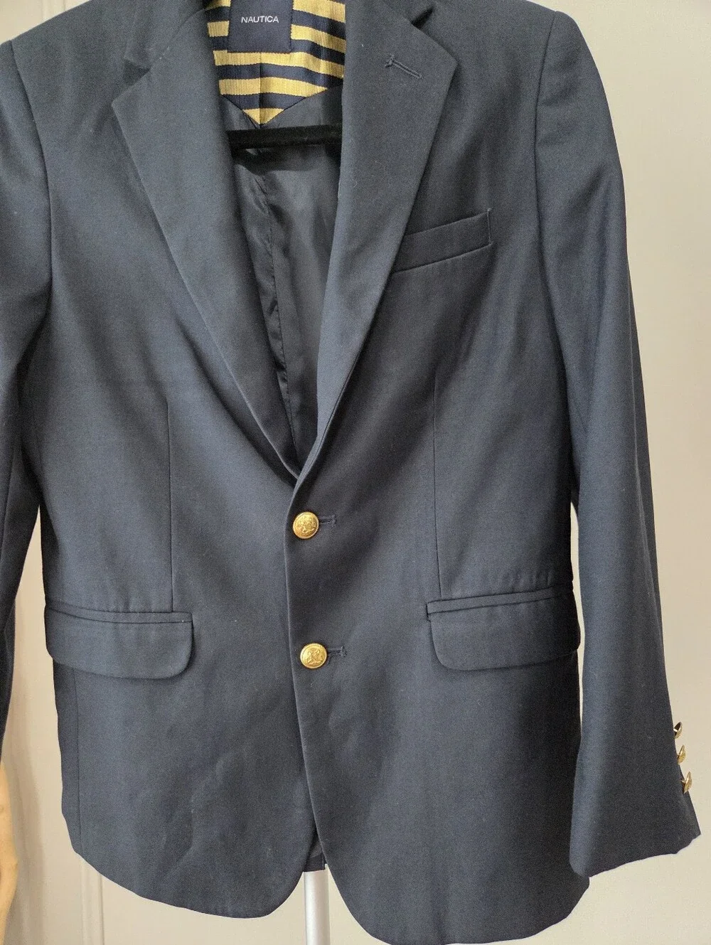 Nautica Navy Blue Boys Blazer Sz.14 Regular Fit With Gold Buttons